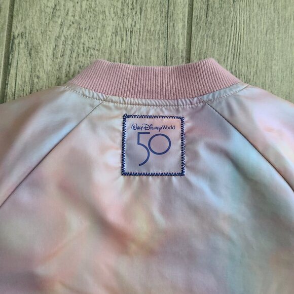 Disney World 50th Anniversary Pink Iridescent Bomber Jacket Kids M - Picture 12 of 12